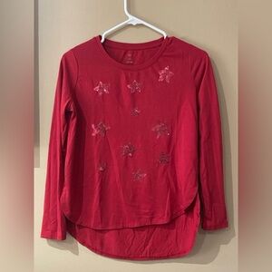 Red Star Embellished Long Sleeve Top
